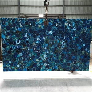 Backlit Blue Onyx Stone Blue Gemstone Semiprecious Stone Slab