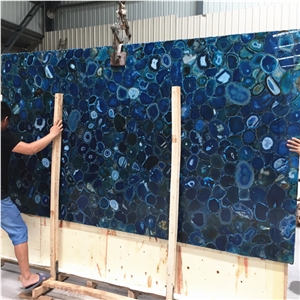 Backlit Blue Onyx Stone Blue Gemstone Semiprecious Stone Slab