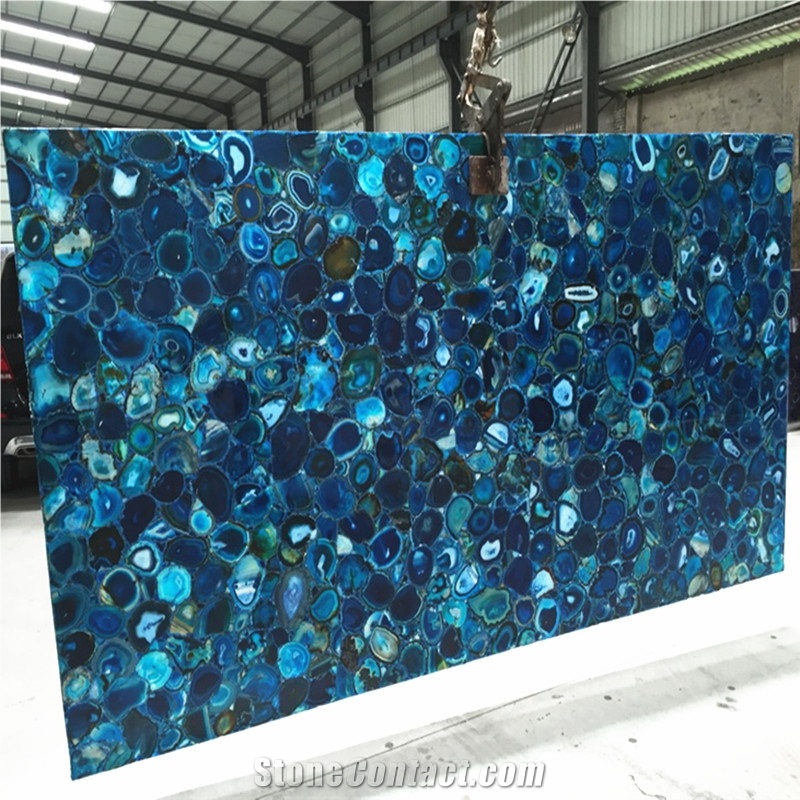 Backlit Blue Onyx Stone Blue Gemstone Semiprecious Stone Slab