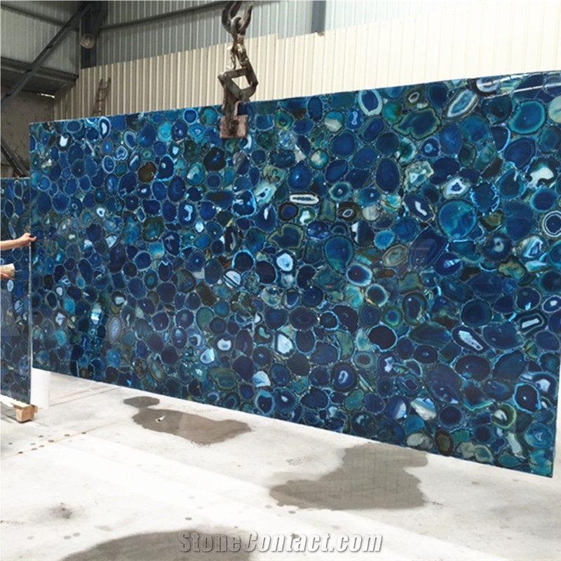 Backlit Blue Onyx Stone Blue Gemstone Semiprecious Stone Slab