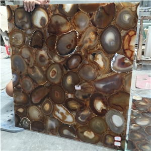 Backlit Dark Brown Gemstone Semiprecious Stone Tile Backlit Dark Brown Gemstone Semiprecious Stone Tile