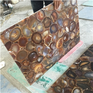 Backlit Dark Brown Gemstone Semiprecious Stone Tile