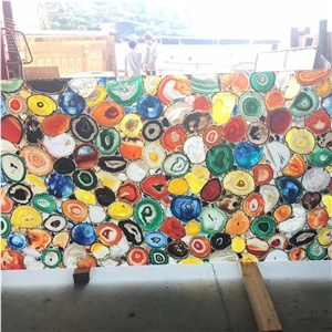 Backlit Multicolor Agate Stone Slab Multi Color Agate Stone