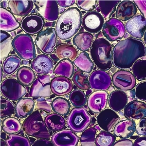 Backlit Purple Agate Stone Slab Tile for Interior Wall and Floor Decoration
