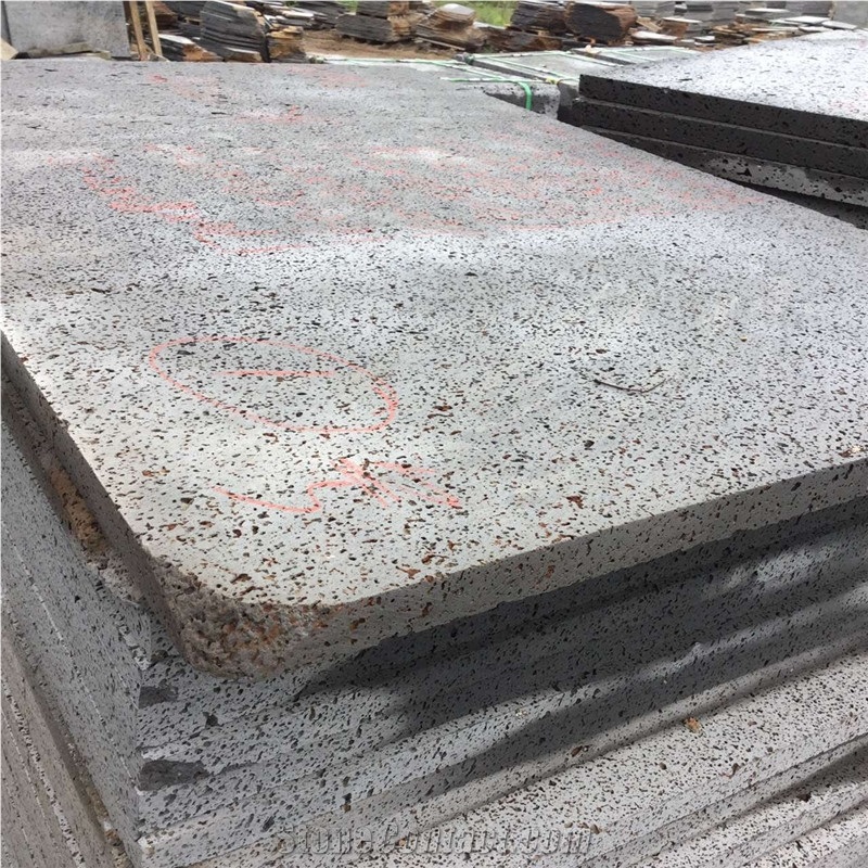 Hainan Grey Basalt Lava Stone Swimming Pool Coping Tile
