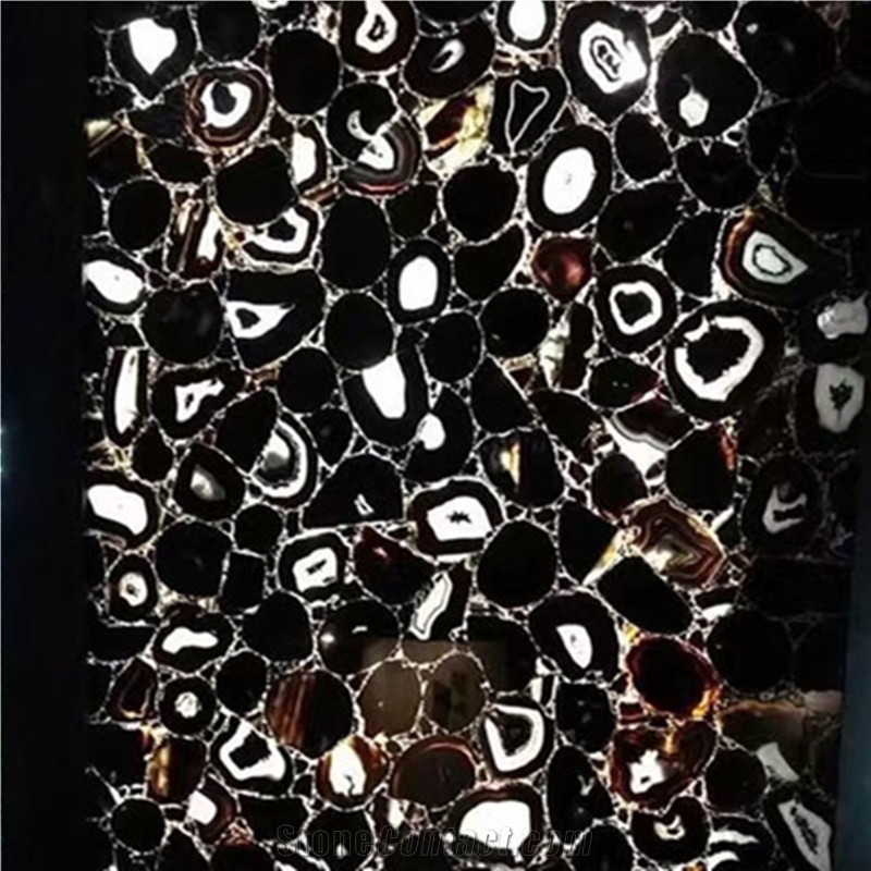 Indoor Decoration Stone Backlit Black Agate Black Gemstone