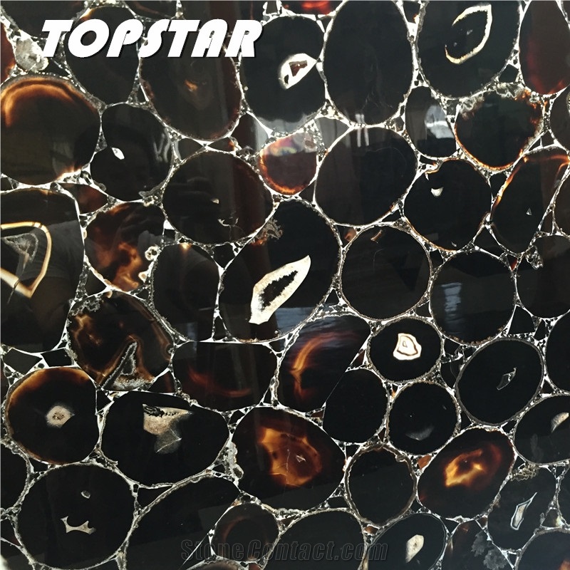 Indoor Decoration Stone Backlit Black Agate Black Gemstone