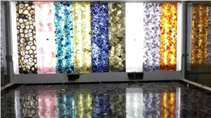 Interior Wall Panel Multi Color Semiprecious Agate Stone Multi Color Gemstone