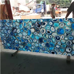 Luxury Baclkit Bue Onyx Gemstone Blue Semiprecious Stone Slab