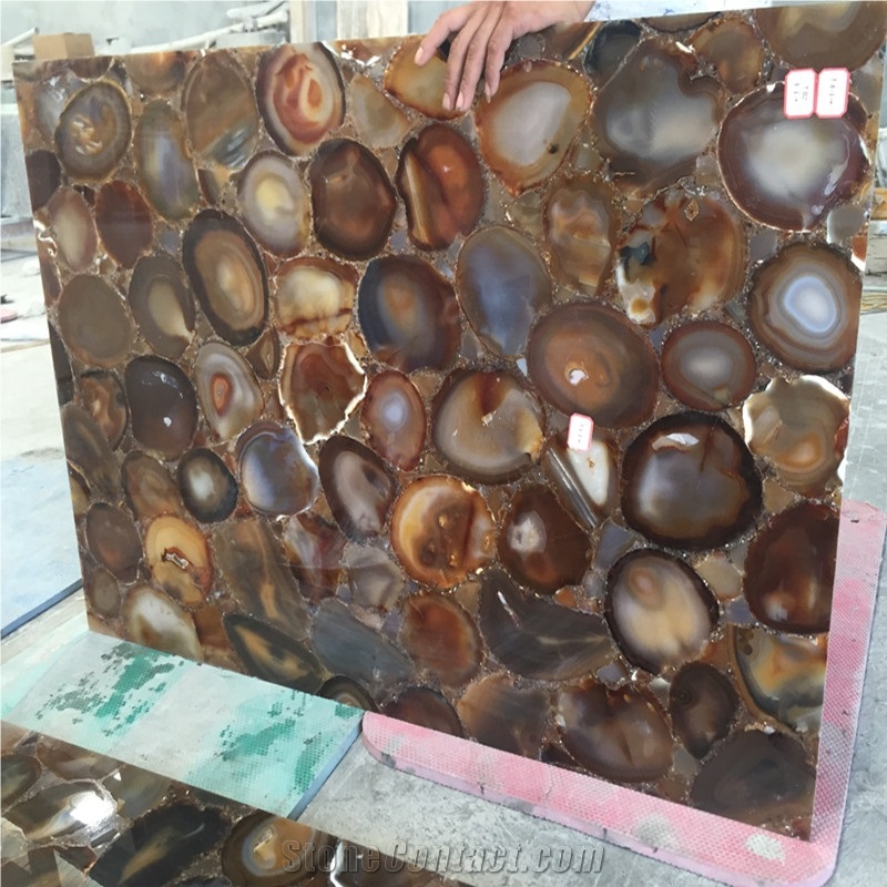 Luxury Translucent Dark Brown Semiprecious Stone Tiles