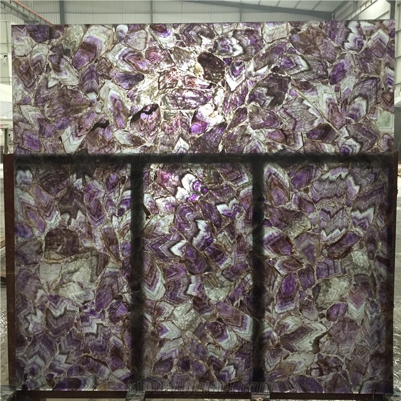 Purple Lilac Amethyst Quartz Stone Gemstone Wall Panel Tile