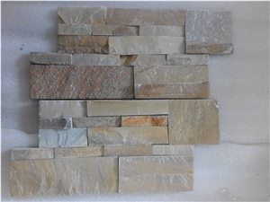 014 Yellow Slate Culture Stone/Slate Ledge Stone/Stone Wall Decor/Thin Stone Veneer/Split Face Culture Stone/Manufactured Stone Veneer/Feature Wall/Stone Wall Decor