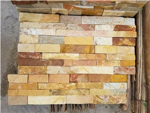 014 Yellow Slate Rough Surface Ledge Stone/Stone Wall Cladding/Stone Wall Decor/Thin Stone Veneer/Feature Wall/Split Face Culture Stone/Manufactured Stone Veneer/Corner Stone