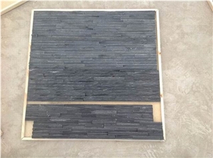 Black Quartzite Culture Stone,Black Z /S Shapes Cladding Stone ,Natural Ledger Panels, Black Thin Stone Veneer,Outdoor Quartzite Wall Panel
