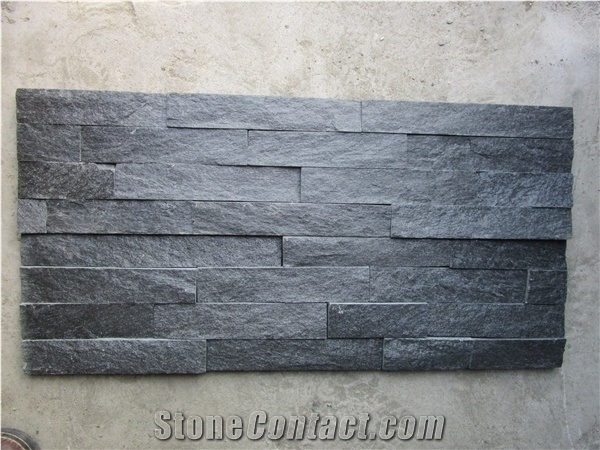 Black Quartzite Culture Stone,Black Z /S Shapes Cladding Stone ,Natural Ledger Panels, Black Thin Stone Veneer,Outdoor Quartzite Wall Panel