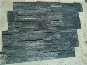 Black Quartzite Ledgstone, Bonstone Culture Stone, Wall Cladding and Stacked Stone Veneer, Split Face Culture Stone