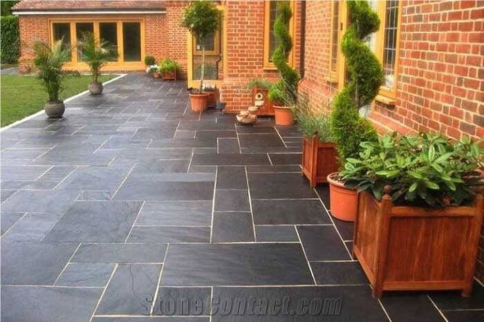 Bonstone China Natural Black Slate Stone Split Face Culture Stone,Black Quartzite Cultured Stone for Wall Cladding, Stacked Stone Veneer/Thin Stone Veneer/Ledge Stone , S Shapes , Z Shapes