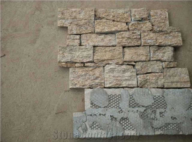 Cement Tiger Skin Yellow Quartzite Culture Stone/Ledge Stone/Feature Wall/Split Face Culture Stone/Manufactured Stone Veneer/Feature Wall/Thin Stone Veneer/Stone Wall Decor