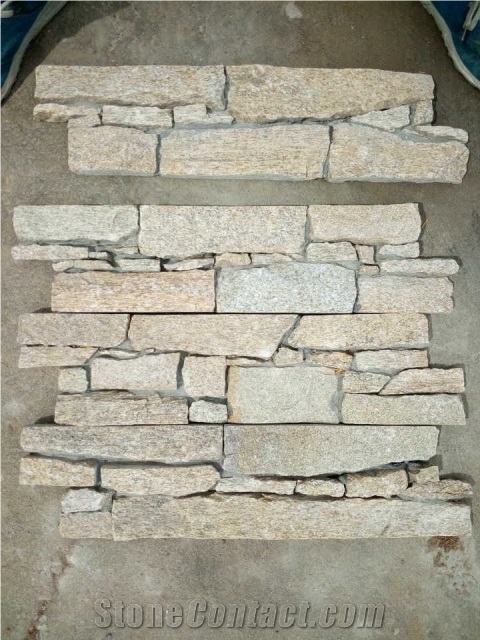 Cement Tiger Skin Yellow Quartzite Culture Stone/Ledge Stone/Feature Wall/Split Face Culture Stone/Manufactured Stone Veneer/Feature Wall/Thin Stone Veneer/Stone Wall Decor
