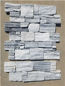 Grey Quartzite Waterfall Cultured Stone/Cloudy Grey Quartzite Stacked Stone/Light Grey Stackstone/Grey Culture Stone/Thin Stone Veneer/Ledge Stone for Wall Cladding/Garden Waterfall/Pool Warterfall