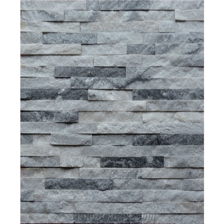 Grey Quartzite Waterfall Cultured Stone/Cloudy Grey Quartzite Stacked Stone/Light Grey Stackstone/Grey Culture Stone/Thin Stone Veneer/Ledge Stone for Wall Cladding/Garden Waterfall/Pool Warterfall