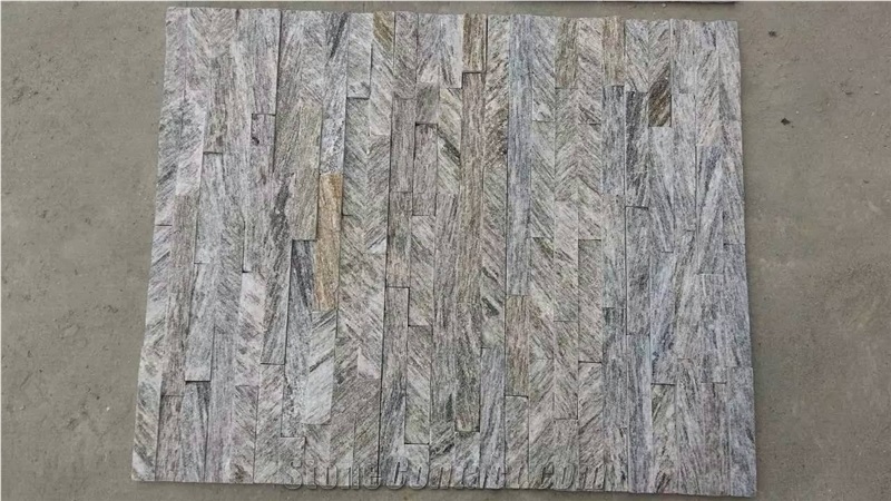 Grey Vien Quartzite Cultured Stone, Grey Wooden Quartzite , S/ Z Shapes Ledge Stone, Corner Stone
