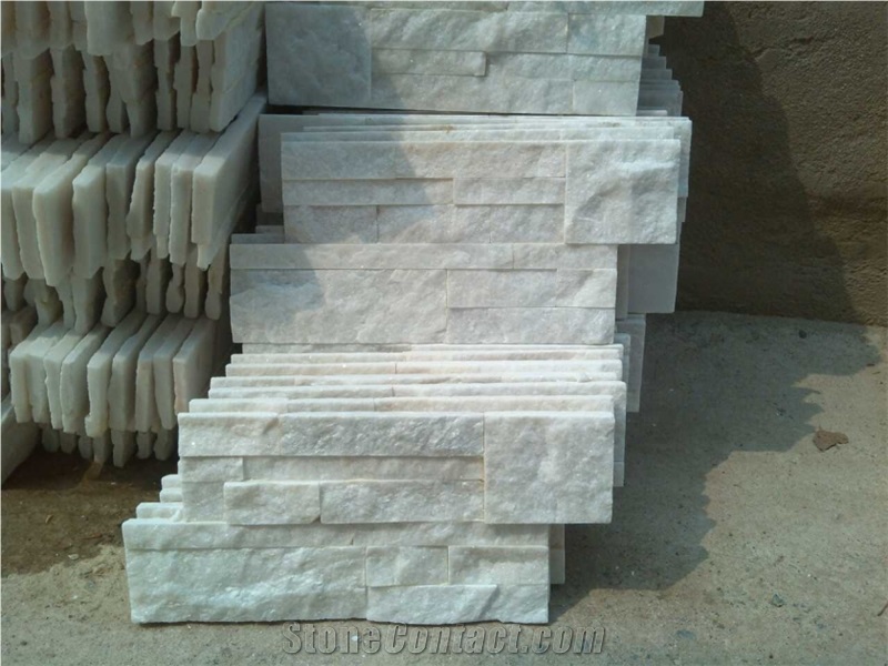 Pure White Quartzite Ledgstone, White Quartz Culture Stone, Stacked Stone Veneer and Wall Cladding