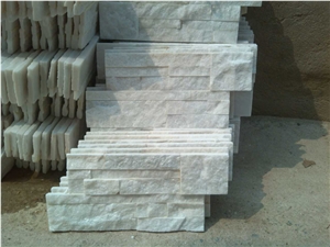 Pure White Quartzite Ledgstone, White Quartz Culture Stone, Stacked Stone Veneer and Wall Cladding