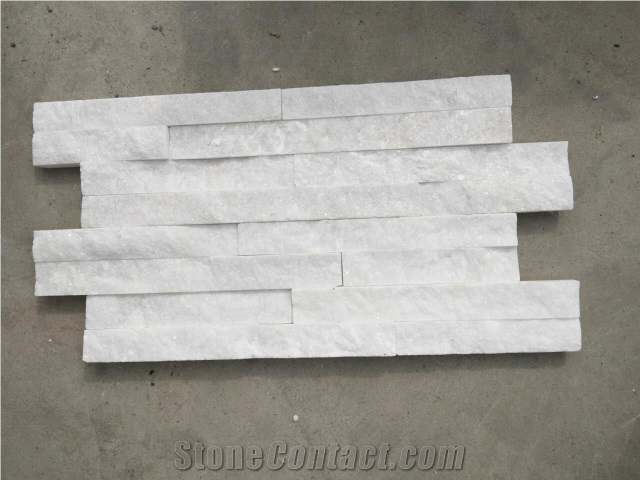 Pure White Quartzite Ledgstone, White Quartz Culture Stone, Stacked Stone Veneer and Wall Cladding