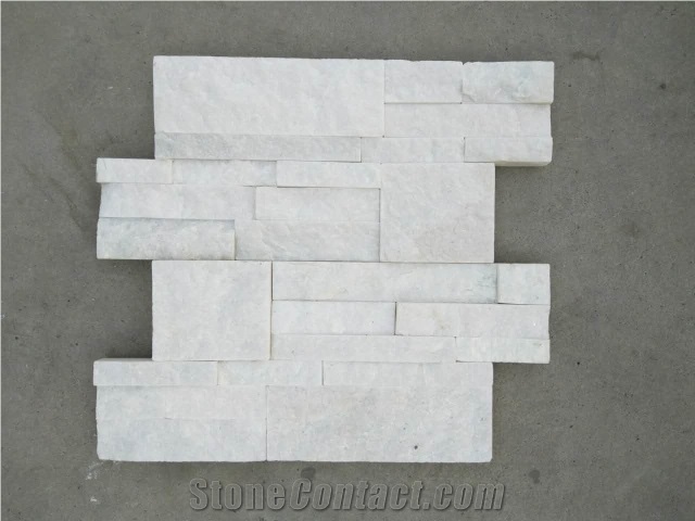 Pure White Quartzite Ledgstone, White Quartz Culture Stone, Stacked Stone Veneer and Wall Cladding