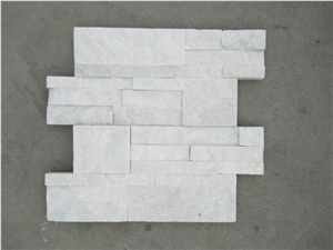 Pure White Quartzite Ledgstone, White Quartz Culture Stone, Stacked Stone Veneer and Wall Cladding