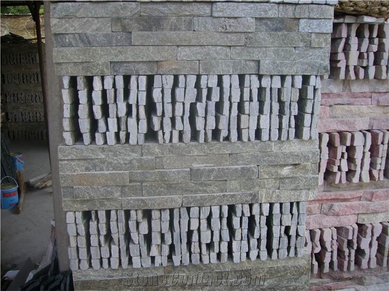 Quartize Ledgestone Wall Tile Cladding Grey Quartzite Culture Stone Tile , Slate, Corner and Brick Stacked Stone