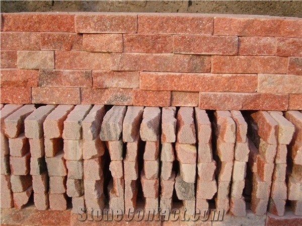 Red Quartzite Cultured Stone ,Wall Cladding /Ledge Stone / Veneer Stone / Thin Stone Veneer / Quartzite Cultured Stone