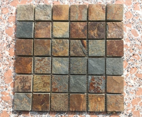 Rusty Slate Mosaic, Rusty Slate Brick Mosaic Tile, Wall and Flooring Covering Mosaic Tile,