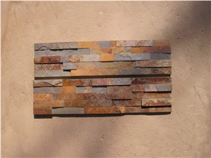 Rusty Slate Stacked Stone, China Rust Slate Cultured Stone,Multicolor Culture Ledge Stone , Slate Wall Decoration Panel , Rusty Corner and Flat Stone Veneer S Shapes , Z Shapes