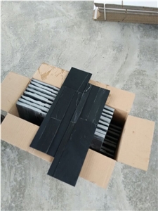 Slate Wallstone, Black Slate Culture Stone, Wall Cladding and Thin Stone Veneer, Split Face Stacked Stone Veneer