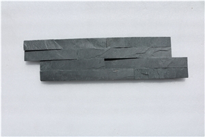 Slate Wallstone, Black Slate Culture Stone, Wall Cladding and Thin Stone Veneer, Split Face Stacked Stone Veneer