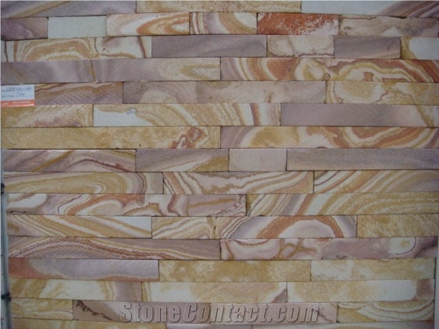 Wood Grain Sandstone Cultured Stone/Wooden Veins Ledge Stone/Sandstone Stacked Stone/Sandstone Stackstone/Sandstone Wall Panels/Sandstone Thin Stone Veneer/Exterior Decoration/Feature Wall Tiles