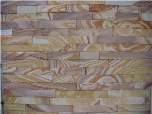 Wood Grain Sandstone Cultured Stone/Wooden Veins Ledge Stone/Sandstone Stacked Stone/Sandstone Stackstone/Sandstone Wall Panels/Sandstone Thin Stone Veneer/Exterior Decoration/Feature Wall Tiles