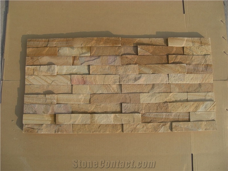 Wood Grain Sandstone Cultured Stone/Wooden Veins Ledge Stone/Sandstone Stacked Stone/Sandstone Stackstone/Sandstone Wall Panels/Sandstone Thin Stone Veneer/Exterior Decoration/Feature Wall Tiles