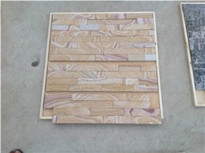 Wood Grain Sandstone Cultured Stone/Wooden Veins Ledge Stone/Sandstone Stacked Stone/Sandstone Stackstone/Sandstone Wall Panels/Sandstone Thin Stone Veneer/Exterior Decoration/Feature Wall Tiles
