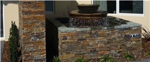 Yellow Slate Rusty Slate Culture Stone Pasting Flower Pot Planter Gate Column- Gate Post, Brown Slate Cultured Stone