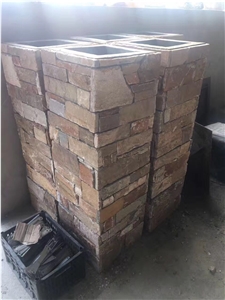 Yellow Slate Rusty Slate Culture Stone Pasting Flower Pot Planter Gate Column- Gate Post, Brown Slate Cultured Stone