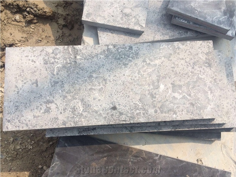 Blue Limestone Flamed and Brush Tiles,Building Wall Decoration