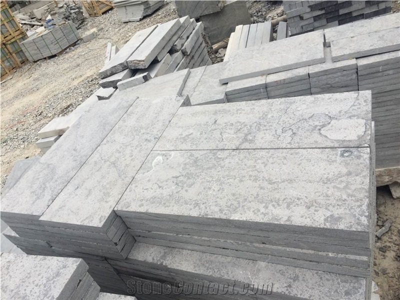 Blue Limestone Flamed and Brush Tiles,Building Wall Decoration