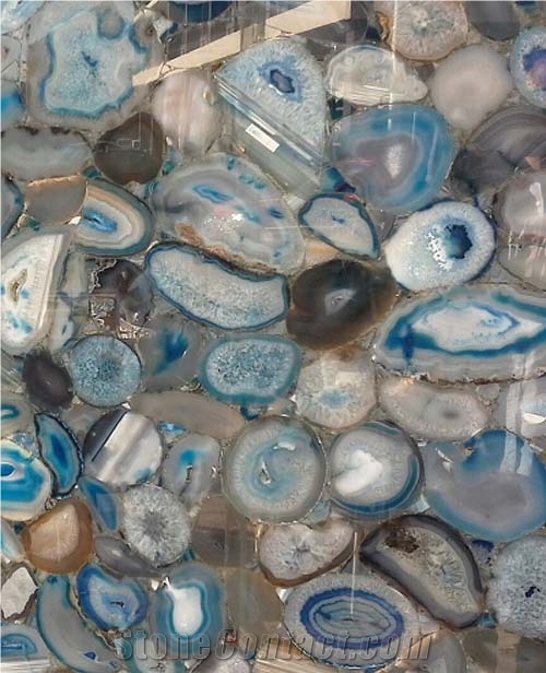 High Quality Blue Agate Stone Semiprecious Stone Tiles