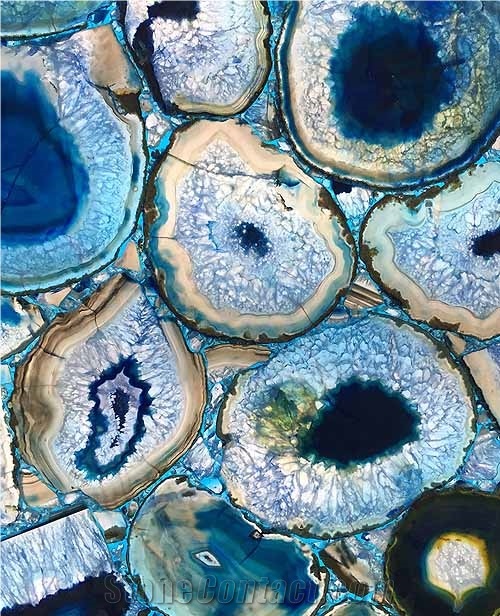 High Quality Blue Agate Stone Semiprecious Stone Tiles