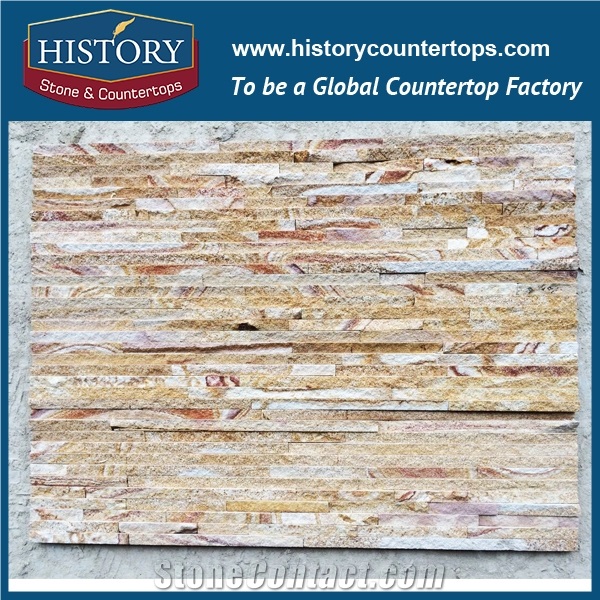 2017 China Natural Split Rusty Sandstone Wall Decoration Irregular Surface Cultured Stone, Backside Panels Cladding Ledge Stone