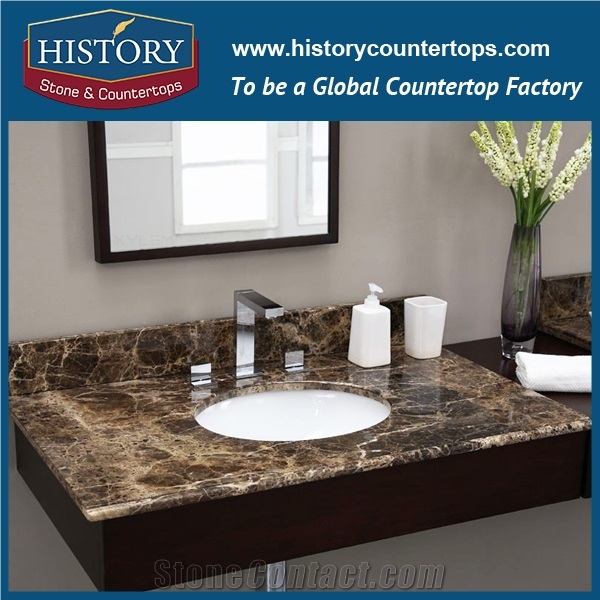 2017 Chinese Hmj031 Dark Emperador Polishing Marble Manufacture Ornamental Laminated Design for Apartment Bathroom Countertop, Bathroom Vanity Tops, Bath Makeup Top