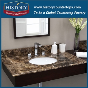 2017 Chinese Hmj031 Dark Emperador Polishing Marble Manufacture Ornamental Laminated Design for Apartment Bathroom Countertop, Bathroom Vanity Tops, Bath Makeup Top